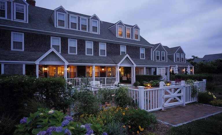 the wauwinet nantucket exterior night view 768x467
