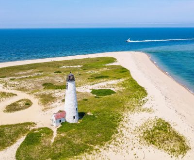 Areal View of Great Point Lighthouse Nantucket beautiful summer day